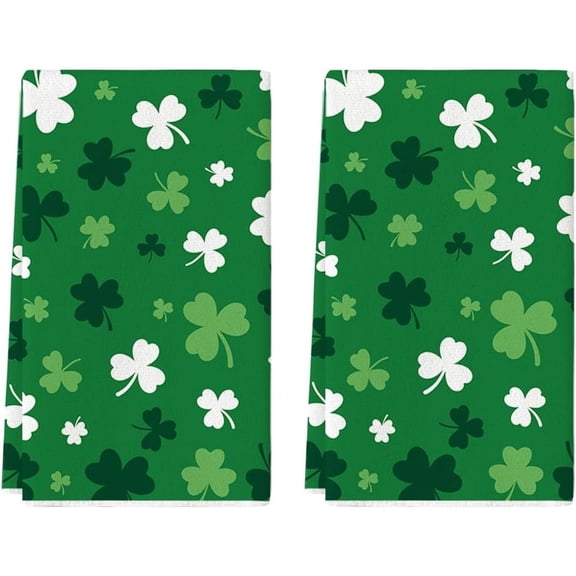 2 Piece 18x26 Inch Green Clover Kitchen Dish Towel Super Absorbent Rag