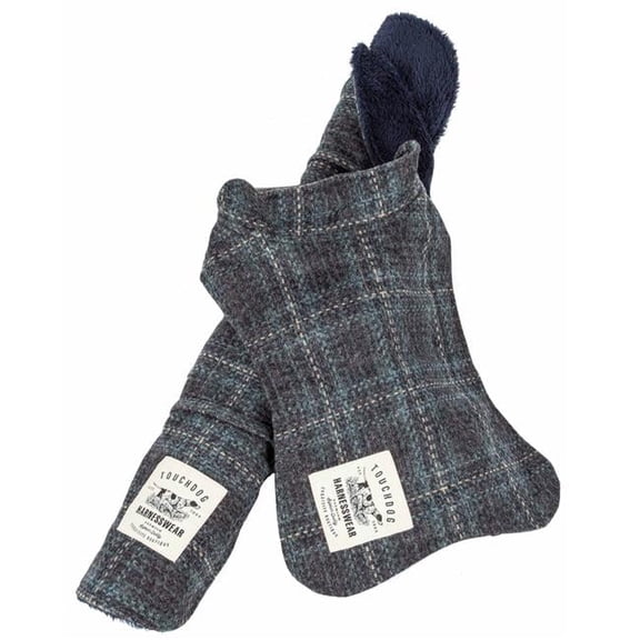 2 Piece 2-in-1 Windowpane Plaided Dog Jacket with Matching Reversible Dog Mat - Grey & Light Blue Plaid, Small