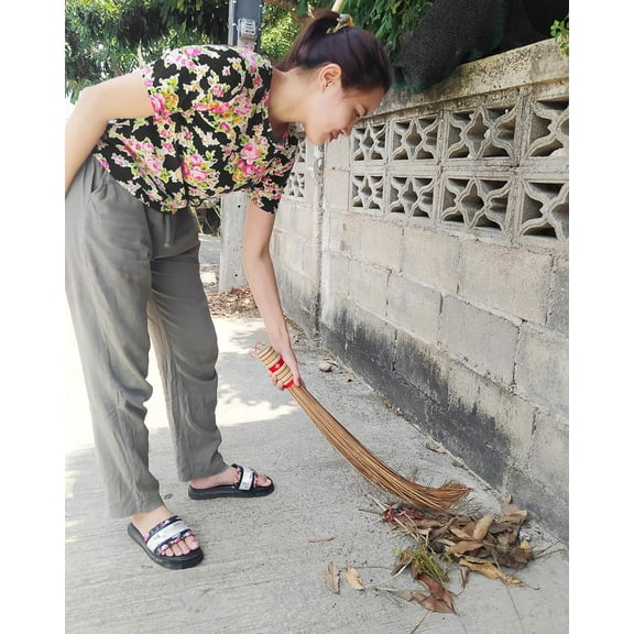 2 Piece 32 inch Multi-Surface Sturdy Outdoor Authentic Coconut Leaf Broom