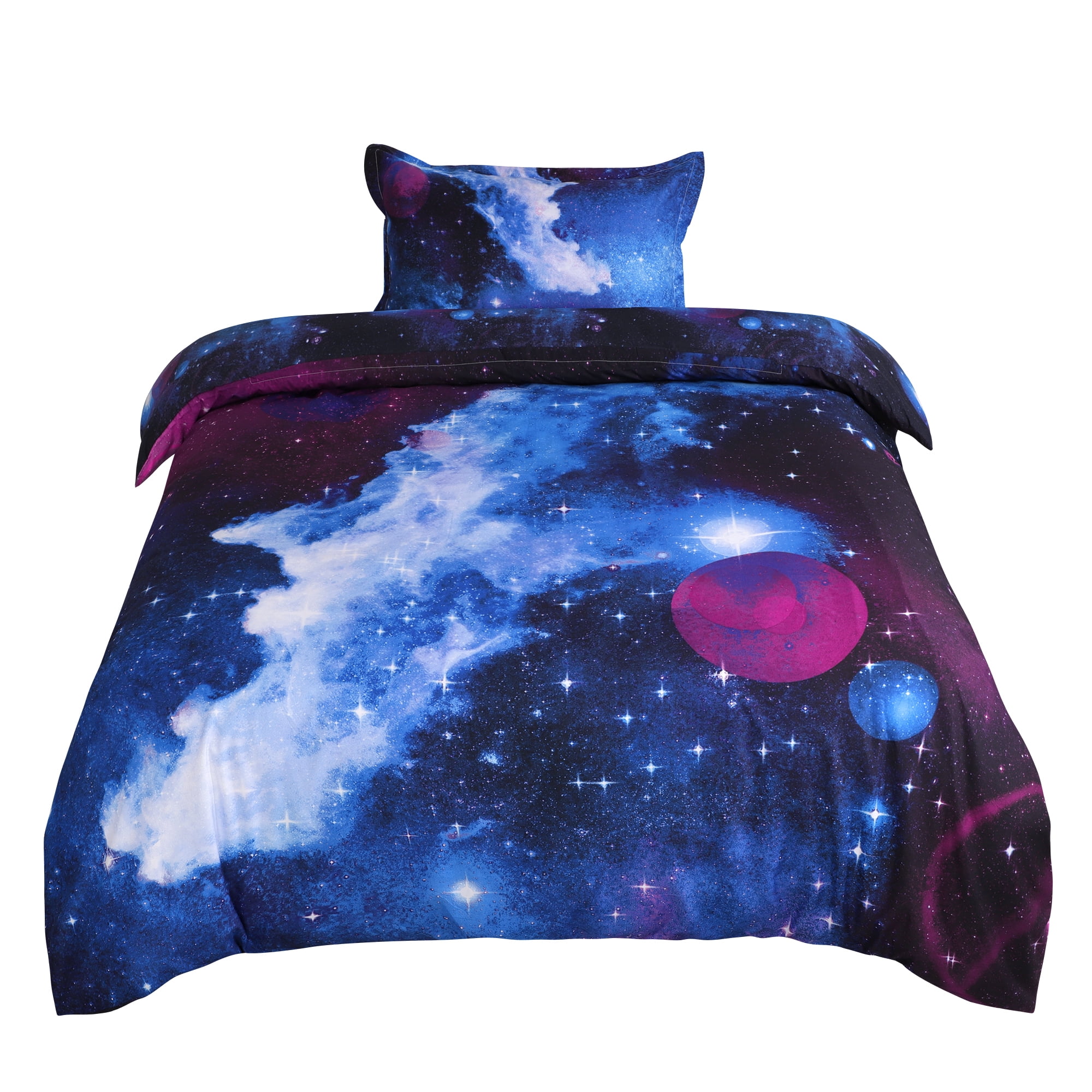 2 Piece 3D Galaxy Duvet Cover Bedding Set with Pillowcase, Twin, Blue Sky