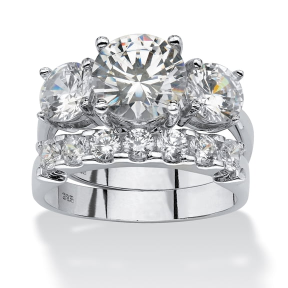 2 Piece 5.66 TCW CZ Bridal Ring Set in Platinum-plated Sterling Silver