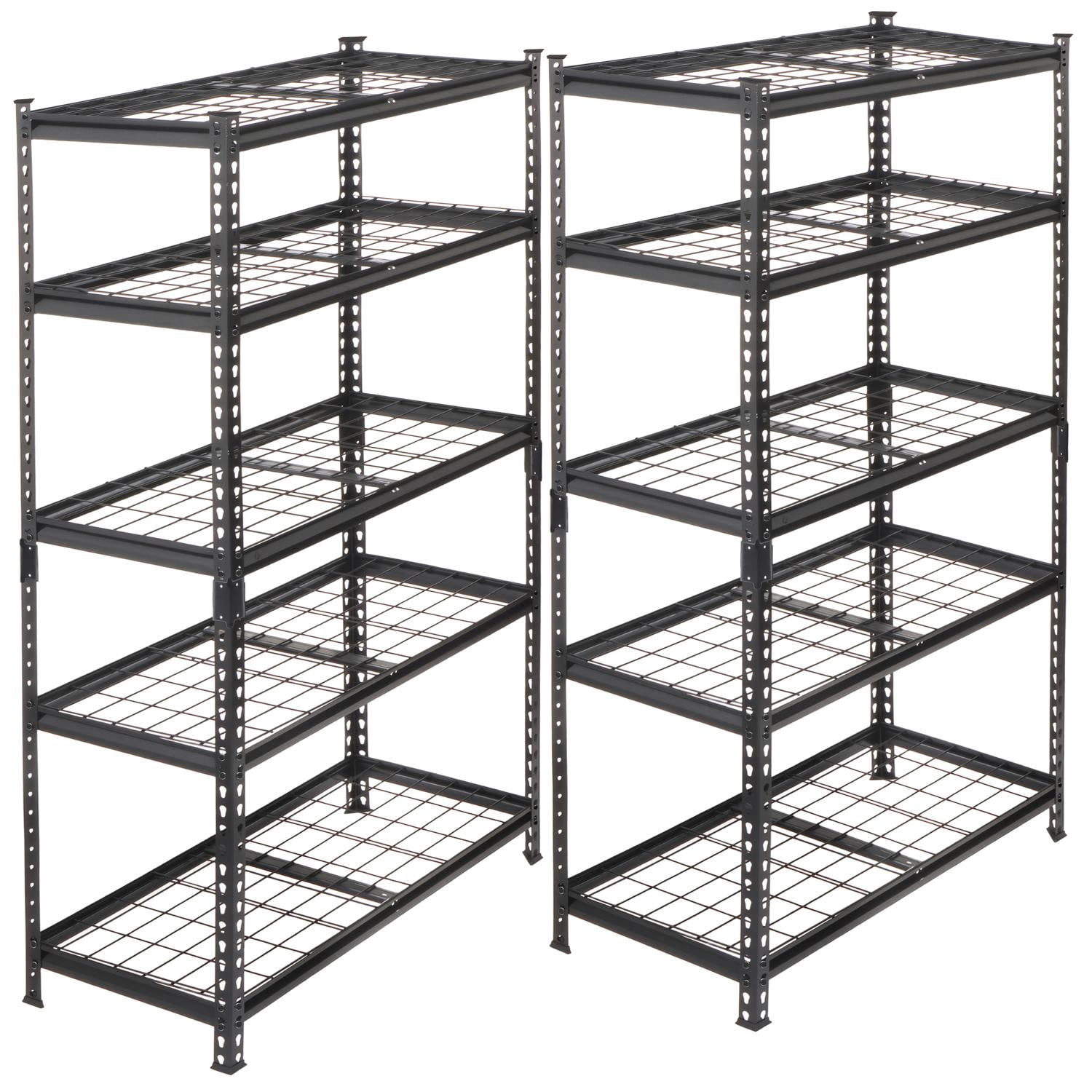 2-Piece 5 Tier Heavy Duty Storage Shelves Set, Adjustable Steel