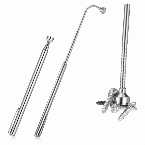 2 Piece 5lb Flexible Magnetic Pickup Tool Set, Telescopic Magnetic Grabber Magnetic Pickup Tool with Pocket Clip