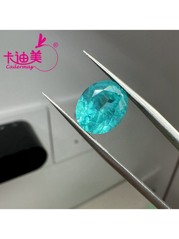2 Piece 5x7mm Neon Blue Lab Grown Yttrium Aluminum Garnet Paraiba Color Loose Stone With Inclusions Oval Cut YAG AGL For Fine Jewelry Making