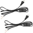 thumbnail image 1 of 2-Piece 6 Feet Black Light Cord, Lamp Power Cord with On/Off Switch Button and Plug, There  Only One Plug and Need to Be Wired,Stripped End Can Be Used for Wiring DX-2P$$Tools & Hardware Other, 1 of 8
