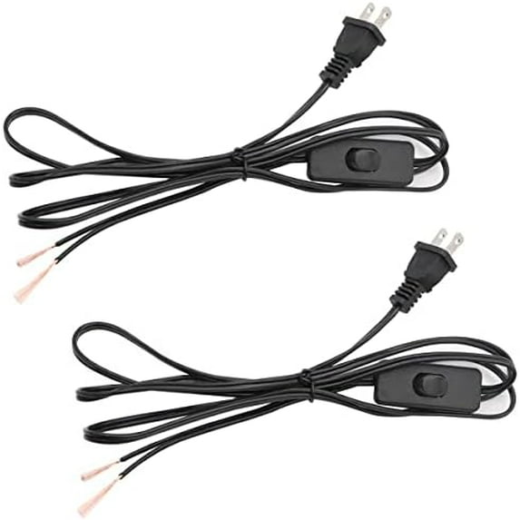 2-Piece 6 Feet Black Light Cord, Lamp Power Cord with On/Off Switch Button and Plug, There Only One Plug and Need to Be Wired,Stripped End Can Be Used for Wiring DX-2P$$Tools & Hardware Other