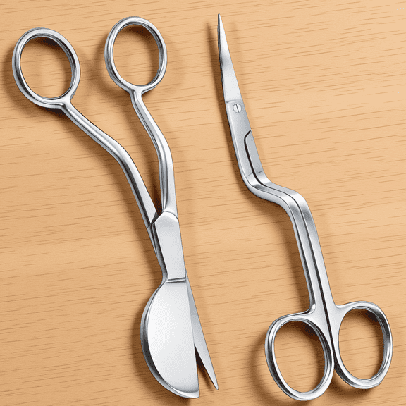 2-Piece 6 Inch Stainless Steel Scissors Set, Curved Embroidery and Duckbill Applique Scissors with Offset Handle for