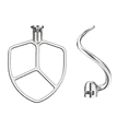 thumbnail image 1 of 2-Piece 6QT Stainless Steel Dough Hook + Flat Beater for KitchenAid 6qt Bowl-Lift Stand Mixers, Fits Professional 600, Pro 5 Plus & K5/KG25/KV25/KP26 Models, Heavy Duty & Dishwasher Safe, 1 of 9