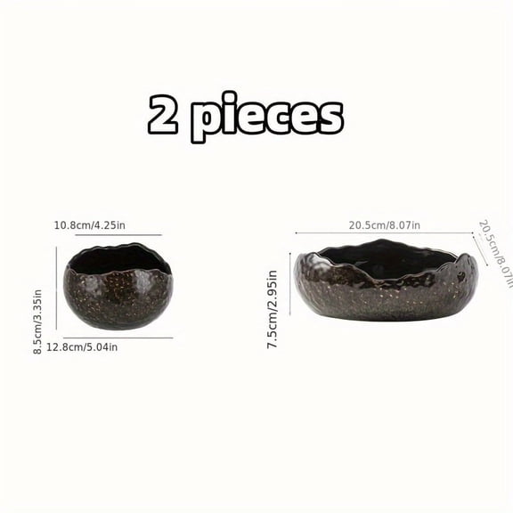 2-Piece 8" + 4" Irregular Kiln-Formed Ceramic Dinnerware Set | Dinner/Dessert Plates & Spaghetti Bowl | For Home & High-Class Restaurant Use