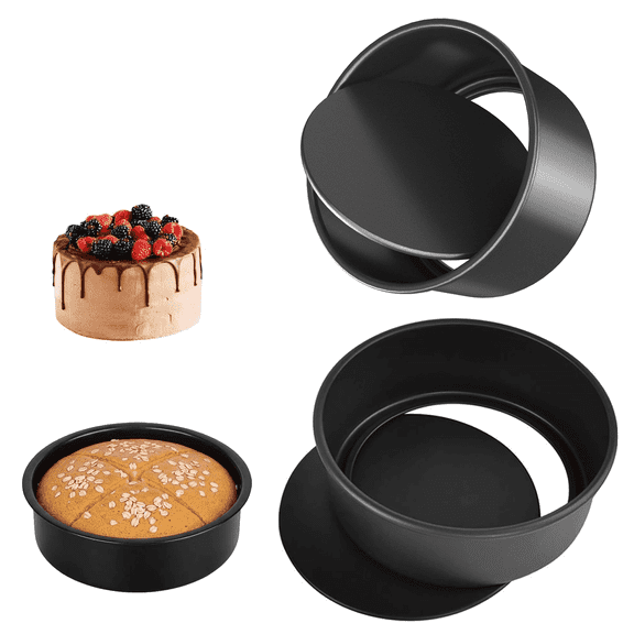 2 Piece 8 Inch Round Chiffon Cake Pan Set, Nonstick with Removable Bottom, Quick Release and Even Heating, Baking Pans for Birthday and Family Gatherings