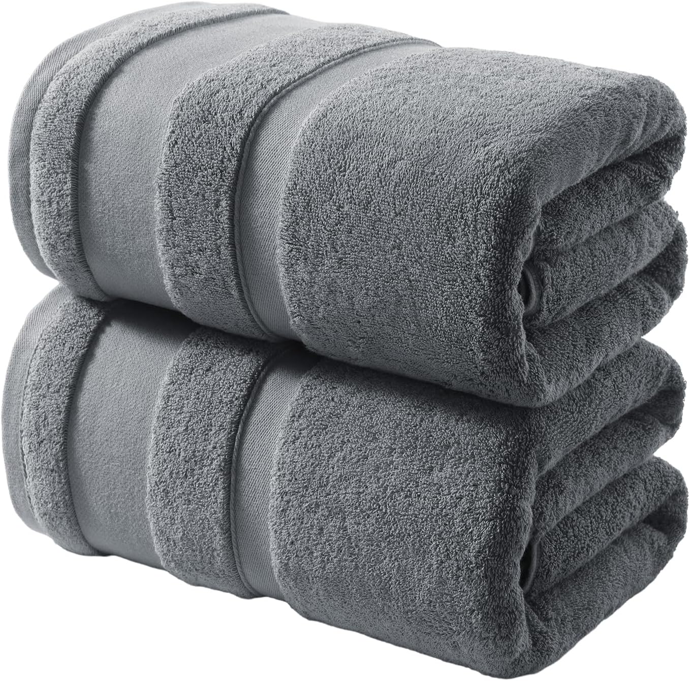 2-Piece 800GSM Oversized Cotton Bath Towels, 35x70in, Quick Dry, Ultra Soft, Super Absorbent, Grey