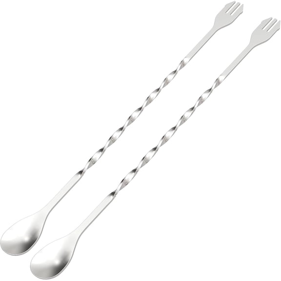 2-Piece 9 Inch Bar Spoon Cocktail Stirrer with Ice Breaker Tip Stainless Steel