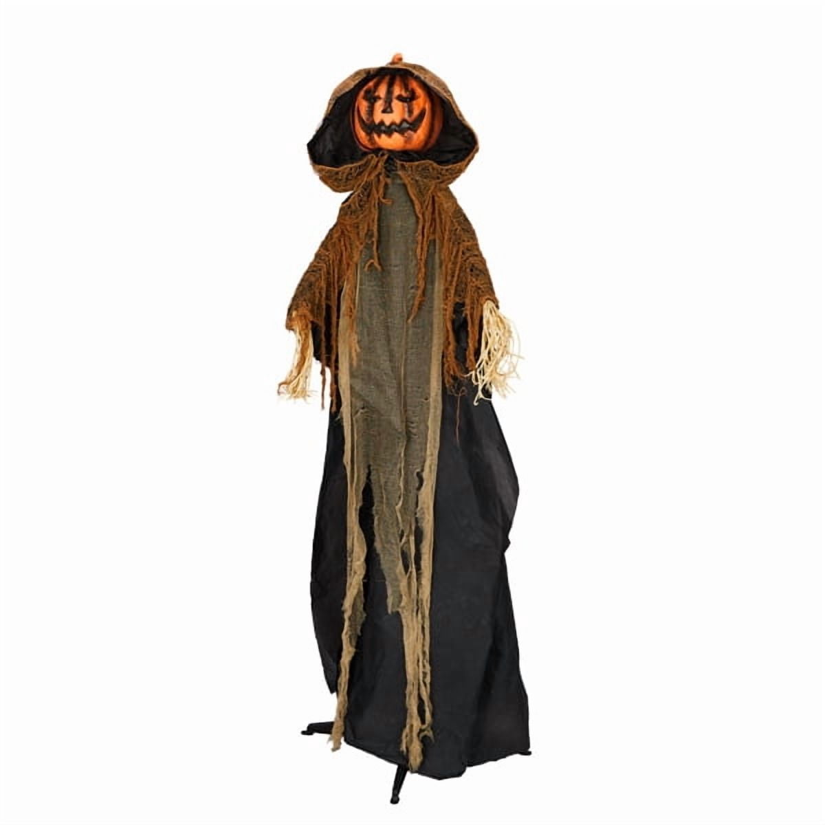 5.8FT Animatronics Pumpkin Ghost Sound-Activated Red Eyes Moving Head Hands for Halloween Haunted House