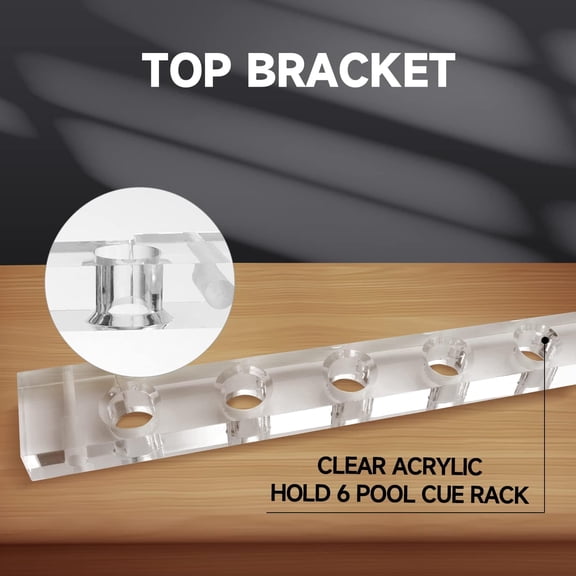 2-Piece Acrylic Pool Cue Rack Wall Mounted Holder for Billiard Sticks