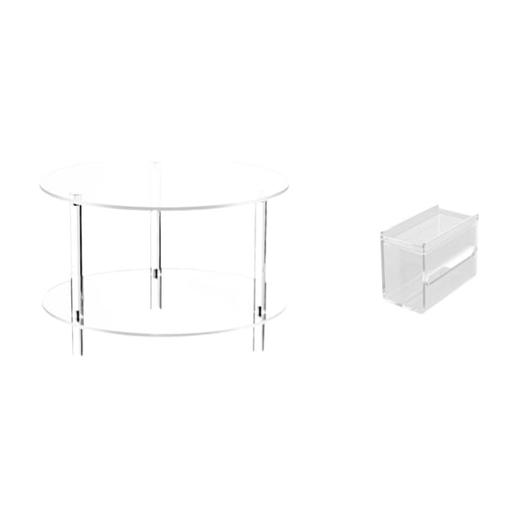 2 Piece Acrylic Side Table Toilet Paper Storage Box Non Slip Easy Assembly for Bedroom Living Room Bathroom