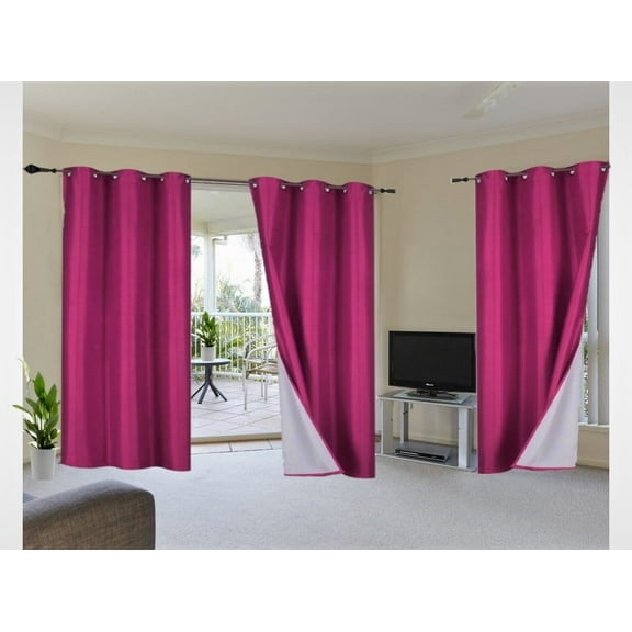 2-Piece Adam Hot Pink Solid Lined Blackout Grommet Window Curtain Treatment, Set of Two (2) Room Darkening Panels 37" Wide x 63" Length (Each)
