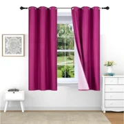 Gorgeous Home Linen 2-Piece Hot Pink Blackout Grommet Window Foam Lined Curtain Room Darkening Panels 37" Wide x 63" Length Each (Adam)