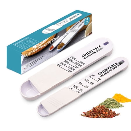 Adjustable Measuring Spoons Set, 2-Piece Teaspoon & Tablespoon for Baking and Cooking, Measuring Spoon Set for Dry & Liquid Ingredients, TIKA