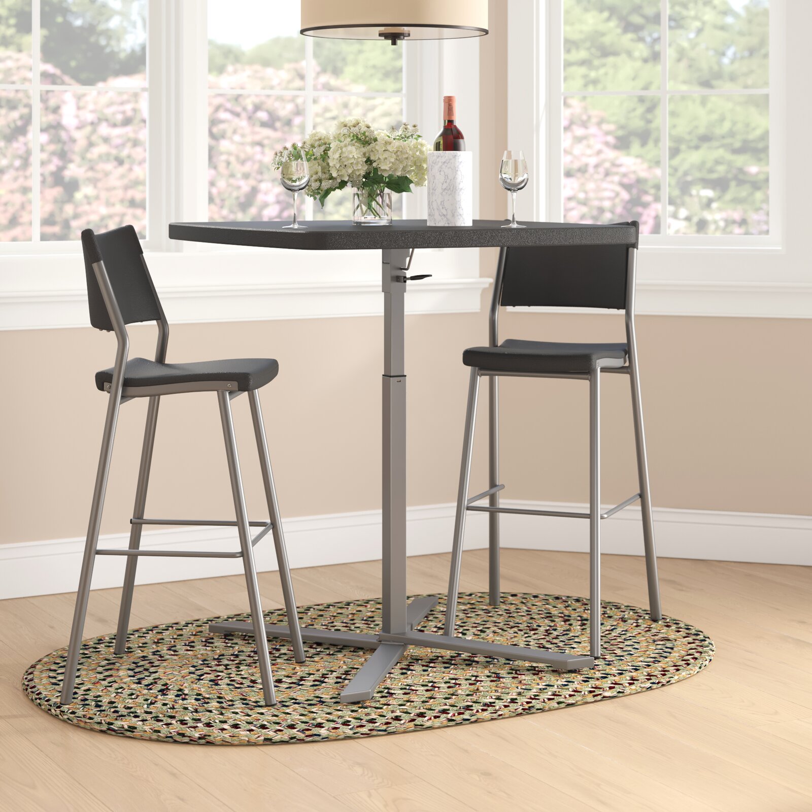 2 Piece Adjustable Pub Table Set, Seats and backs are made lightweight