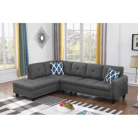 2-Piece Alger 98" Wide Left-Hand Facing Sofa & Chaise for US Living Rooms | Soft Linen Blend | Removable Back Cushions