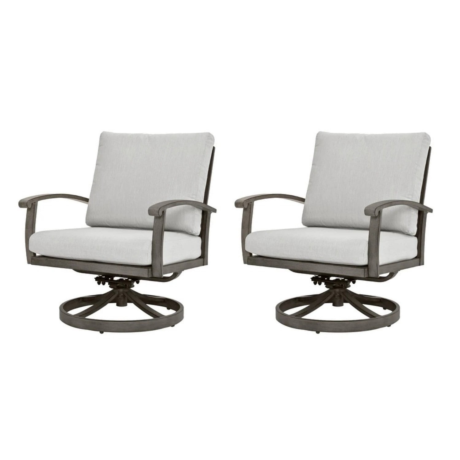 2-Piece Aluminum Outdoor Swivel Chairs with 5.1" Cushions, 360° Rotating Patio Chairs, Weather-Resistant for Garden, Balcony, Backyard