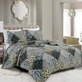 thumbnail image 1 of 2 Piece Animal Print Bedspread Leopard Zebra Cheetah Printed Quilt Set Jungle Rustic Cabin Theme Bedding Reversible Black Twin Size Coverlet for All Season, 1 of 3