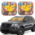 2 Piece Anime Pokemon Cartoon Yellow Elf Windshield Sunshade for Car