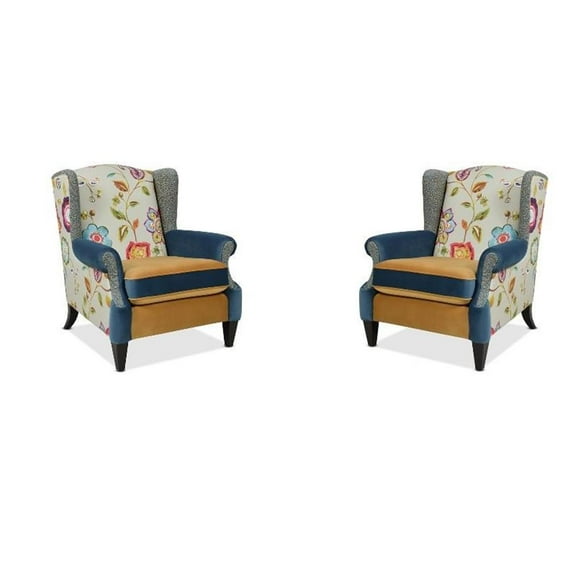 2 Piece Anya Armchair Set Floral & Leopard