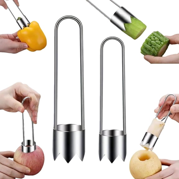 2-Piece Apple Corer Set - Dual-Size Fruit and Vegetable Corer Tool for Peppers, Pineapples, Pears, and More