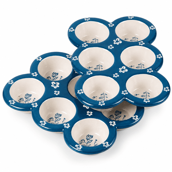 2-Piece Aquamarine blue Ceramic Muffin Pan 6-Well Baking Tray