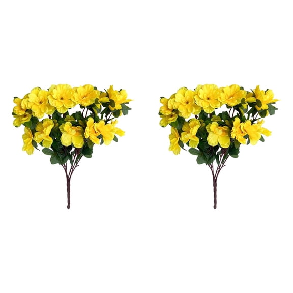 2-Piece Artificial Azalea Bouquet Set, Plastic Branch-Sized Handheld Floral Arrangement for Wedding Decor, Bulk Flowers, Home, and Event Decoration