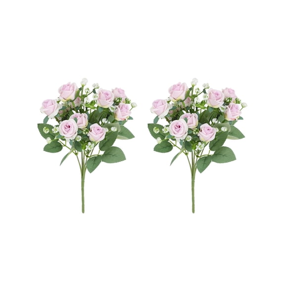 2-Piece Artificial Rose Bouquet Set, Silk Faux Roses for Wedding Table Centerpieces, DIY Floral Arrangements & Party Decoration, Light Peach Soft Romantic Home Decor