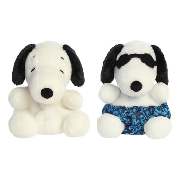 2 Piece Aurora Peanuts Palm Pal Plush Bundle, Snoopy and Surfer Snoopy, 5"