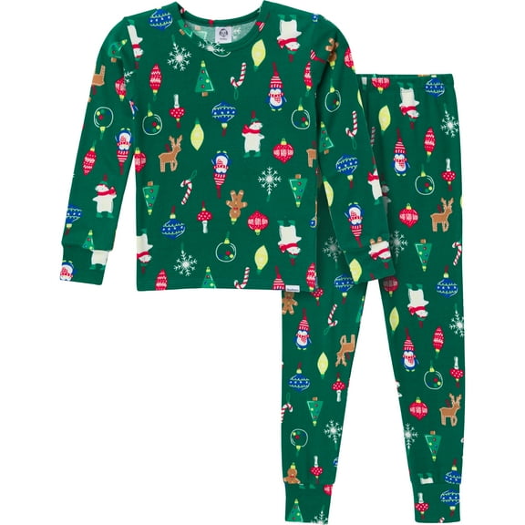 2-Piece Baby Neutral Green Holiday Family Pajamas