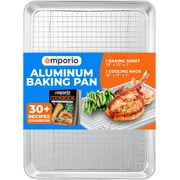 2-Piece Baking Set   13 x 18 Aluminum Pan with Stainless Steel Cooling Rack, Oven Safe up to 500 F, Recipe Booklet Included
