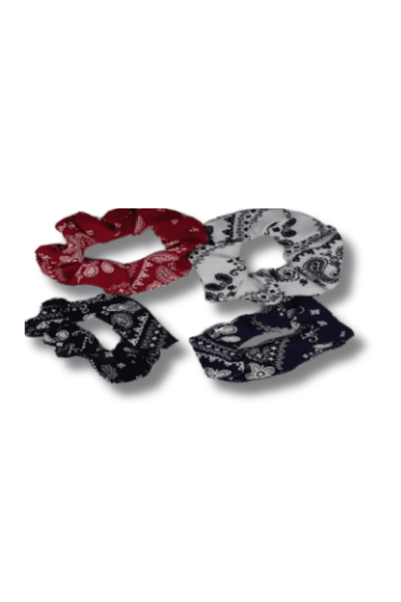2-Piece Bandana Scrunchie Set Paisley Print Cotton Hair Ties for Women & Girls