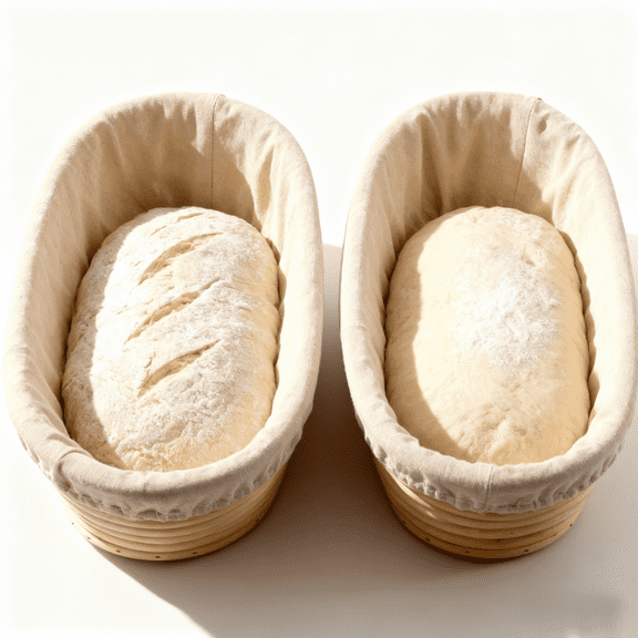 2-Piece Banneton Basket Set: Oval Dough Proofing Bowls for Sourdough Bread - Food-Grade Rattan, Perfect for Professional & Home Bakers