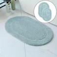thumbnail image 1 of 2 Piece Bath Mat Set - Blue Oval Solid Bordered Bathroom Mat Soft Plush Thick, 1 of 4