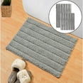thumbnail image 1 of 2 Piece Bath Mat Set - Light Silver Solid Striped Bathroom Mat Soft Plush Thick, 1 of 5
