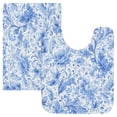 thumbnail image 1 of 2 Piece Bath Mat Set with U-Shaped Toilet Mat and Rectangle Bath Rugs Non Slip Machine Washable Bathroom Mats Blue Watercolor Floral Pattern, 1 of 7