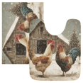 thumbnail image 1 of 2 Piece Bath Mat Set with U-Shaped Toilet Mat and Rectangle Bath Rugs Non Slip Machine Washable Bathroom Mats Chicken and Rooster, 1 of 7