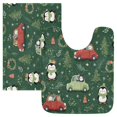 thumbnail image 1 of 2 Piece Bath Mat Set with U-Shaped Toilet Mat and Rectangle Bath Rugs Non Slip Machine Washable Bathroom Mats Christmas Penguins and Cars Pattern, 1 of 7