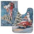 thumbnail image 1 of 2 Piece Bath Mat Set with U-Shaped Toilet Mat and Rectangle Bath Rugs Non Slip Machine Washable Bathroom Mats Christmas Snowman in A Red Truck, 1 of 7