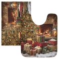 thumbnail image 1 of 2 Piece Bath Mat Set with U-Shaped Toilet Mat and Rectangle Bath Rugs Non Slip Machine Washable Bathroom Mats Christmas Tree and Pile Of Gifts, 1 of 7