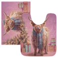 thumbnail image 1 of 2 Piece Bath Mat Set with U-Shaped Toilet Mat and Rectangle Bath Rugs Non Slip Machine Washable Bathroom Mats Cow Wearing Christmas, 1 of 7