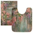 thumbnail image 1 of 2 Piece Bath Mat Set with U-Shaped Toilet Mat and Rectangle Bath Rugs Non Slip Machine Washable Bathroom Mats Enchanted Flowers Painting, 1 of 7