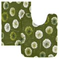 thumbnail image 1 of 2 Piece Bath Mat Set with U-Shaped Toilet Mat and Rectangle Bath Rugs Non Slip Machine Washable Bathroom Mats Green Dandelions Pattern, 1 of 7