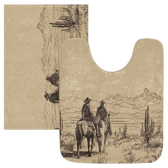 2 Piece Bath Mat Set with U-Shaped Toilet Mat and Rectangle Bath Rugs ...