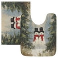 thumbnail image 1 of 2 Piece Bath Mat Set with U-Shaped Toilet Mat and Rectangle Bath Rugs Non Slip Machine Washable Bathroom Mats Moody Snowman Couple, 1 of 7