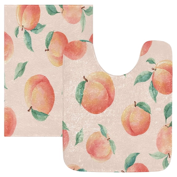 2 Piece Bath Mat Set with U-Shaped Toilet Mat and Rectangle Bath Rugs Non Slip Machine Washable Bathroom Mats Pale Pink Peach's Pattern
